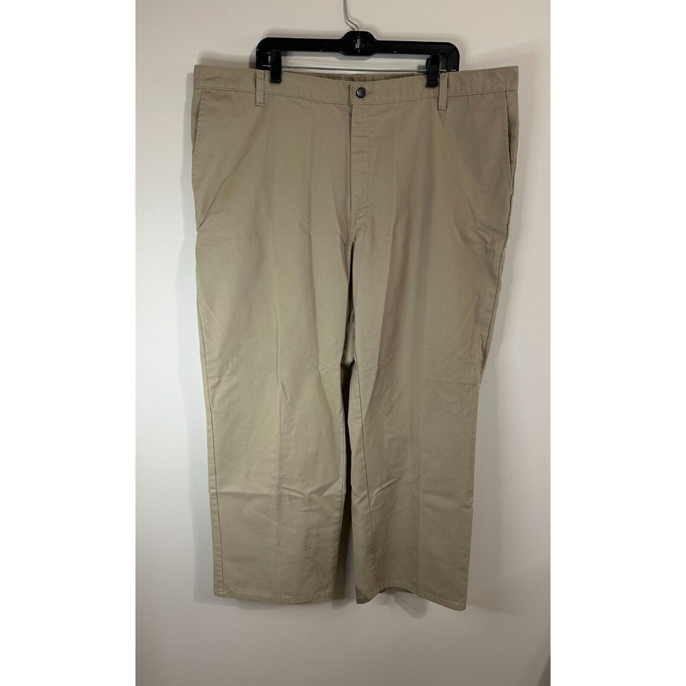 Dickies Men's 44x30 Khaki Flat Front Work Pants